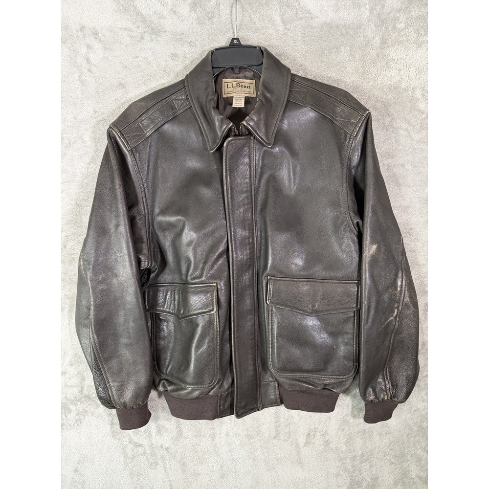 Vintage L.L. BEAN A-2 Flight Bomber Leather Jacket Large Omf44